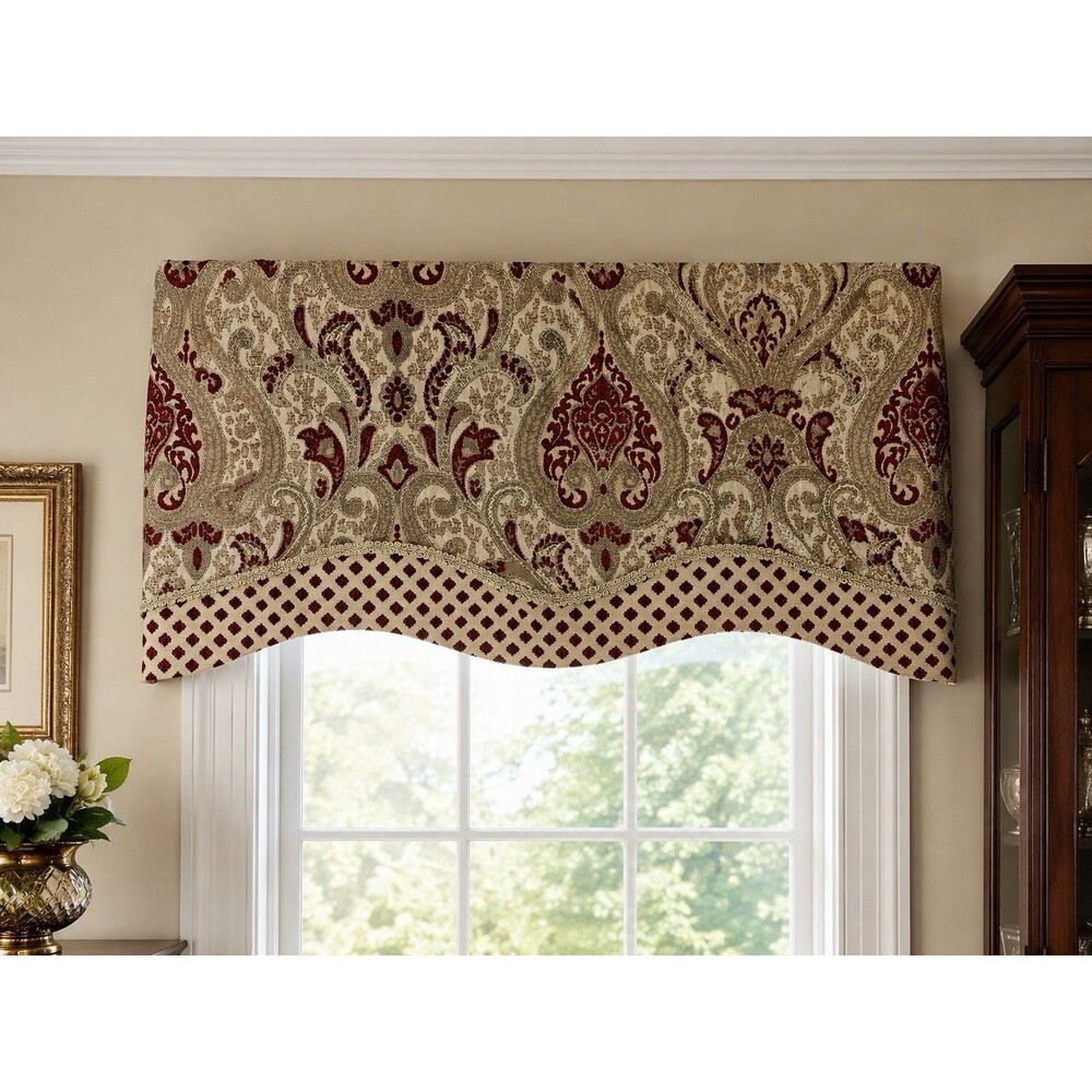 RLF Home Paisley Dream 3 Valances 50x16 Claret Chenille USA Grandmillennial
